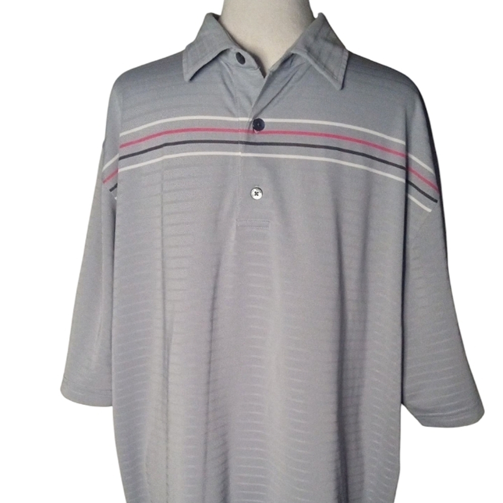 Foot Joy Performance Golf Polo Short Sleeve Gray Striped UPF Size XL - Picture 2 of 8